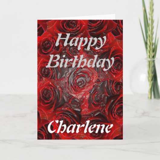 Carte Joyeux anniversaire Charlene - Rose brûlé (Devant)