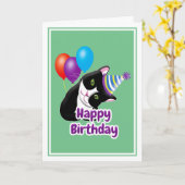 Carte Joyeux Anniversaire Chat (Fleur jaune)