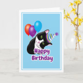 Carte Joyeux Anniversaire Chat (Fleur jaune)