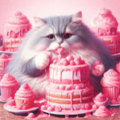 Carte Joyeux Anniversaire Chat Avec Gâteau Rose