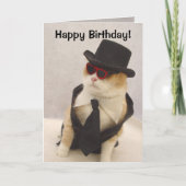 Carte Joyeux Anniversaire, Chat Cool ! (Devant)