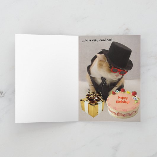Carte Joyeux Anniversaire, Chat Cool ! (Intérieur)