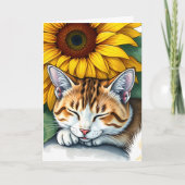 Carte Joyeux anniversaire | Chat et tournesol (Devant)