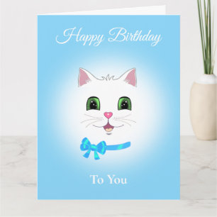 Carte Joyeux Anniversaire Chat Mignon Heureux Visage sur