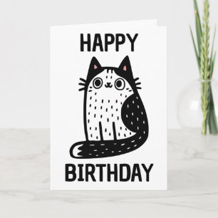 Carte Joyeux Anniversaire Chat Noir Et Blanc