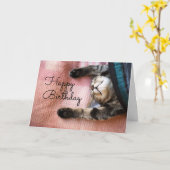 Carte Joyeux Anniversaire | Chat qui somnole (Fleur jaune)