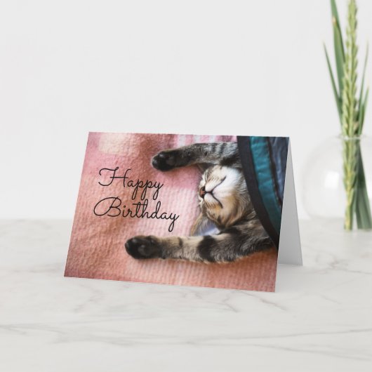 Carte Joyeux Anniversaire | Chat qui somnole (Devant)