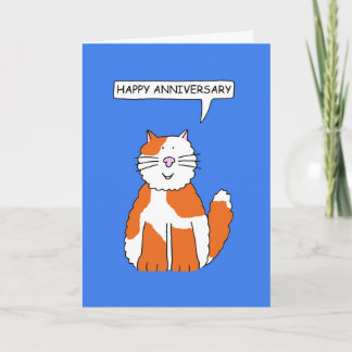 Carte Joyeux Anniversaire Chat Roux et Blanc