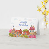Carte Joyeux Anniversaire Chat sur le Toit (Fleur jaune)