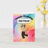 Carte Joyeux Anniversaire Chat visage chats personnalisé (Fleur jaune)