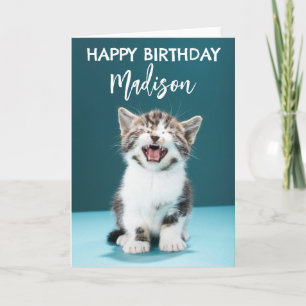 Carte Joyeux Anniversaire Chaton bébé qui miaule