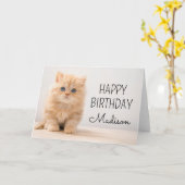 Carte Joyeux Anniversaire | Chaton British Longhair (Fleur jaune)