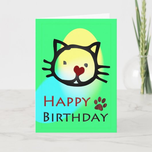 Carte Joyeux Anniversaire Chats Colorés Paws (Devant)