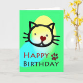 Carte Joyeux Anniversaire Chats Colorés Paws (Fleur jaune)