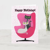 Carte Joyeux anniversaire chats de style milieu de siècl (Devant)