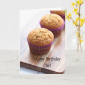Carte Joyeux anniversaire Chef - cupcake (Fleur jaune)
