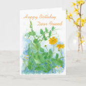 Carte Joyeux anniversaire Cher ami Légumes Pois (Fleur jaune)