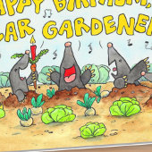 Carte Joyeux anniversaire, Cher Gardener salue