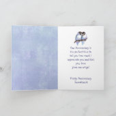 Carte Joyeux Anniversaire Chérie Bleu Lovebirds (Intérieur)