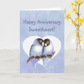 Carte Joyeux Anniversaire Chérie Bleu Lovebirds (Fleur jaune)