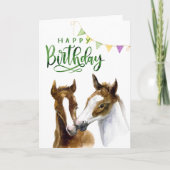 Carte Joyeux Anniversaire Cheval Colt Aquarelle  (Devant)