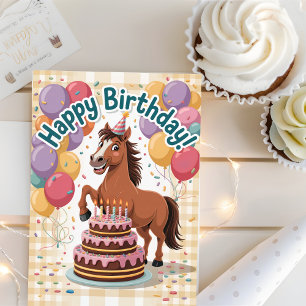 Carte Joyeux Anniversaire Cheval de Dessin Animé Personn