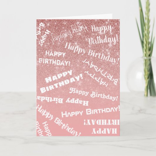 Carte Joyeux Anniversaire Chic Rose Parties scintillant  (Devant)