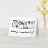 Carte Joyeux anniversaire - Chien (Fleur jaune)