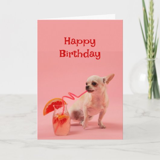 Carte Joyeux Anniversaire Chien avec Cocktail Boire Célé (Devant)