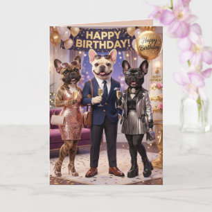 Carte Joyeux Anniversaire Chien Bouledogue Français Mign
