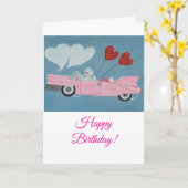 Carte Joyeux Anniversaire Chien Caniche (Fleur jaune)