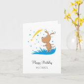 Carte Joyeux Anniversaire Chien Chiot Puppy Shoot Star S (Fleur jaune)