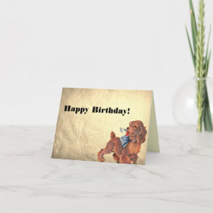 Carte Joyeux Anniversaire Chien Chiot Vintage