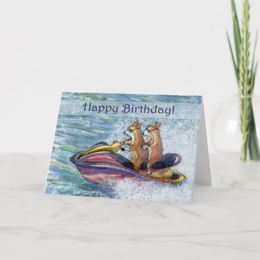 Carte Joyeux anniversaire, chien de corgi conduisant son (Devant)