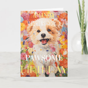 Carte Joyeux Anniversaire Chien Rose Mignon