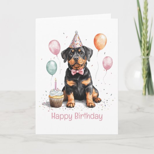 Carte Joyeux Anniversaire Chien Rottweiler (Devant)