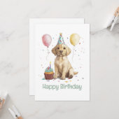Carte Joyeux Anniversaire Chiens Labrador Retriever (Devant/Arrière en situation)