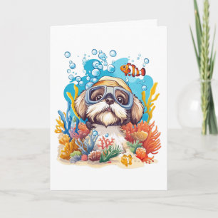 Carte Joyeux anniversaire Chih Tzu Chien Snorkeling Cora