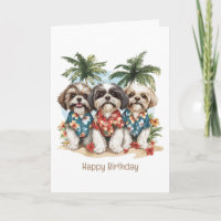 Joyeux Anniversaire Chih Tzu Chiens Chemises Hawai