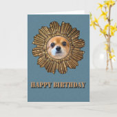 Carte Joyeux anniversaire Chihuahua (Fleur jaune)