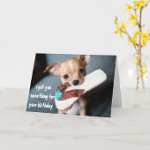 Carte Joyeux Anniversaire Chiot Chihuahua Mignon de Chie (Fleur jaune)