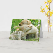 Carte Joyeux anniversaire (Chiots) - Christian (Fleur jaune)