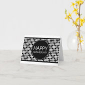 Carte Joyeux anniversaire (cinderStripe) (Fleur jaune)