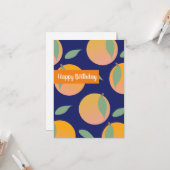 Carte Joyeux Anniversaire Citron Orange Fruité (Devant/Arrière en situation)