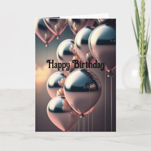Carte Joyeux Anniversaire Classy Personne Balloons métal (Devant)