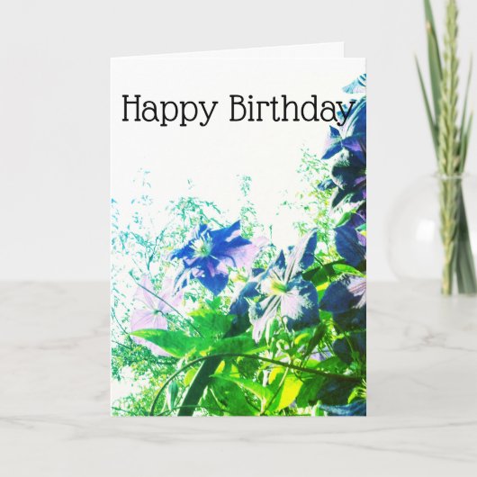 Carte *~* Joyeux anniversaire Clematis Blue Flower Perso (Devant)