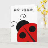 Carte Joyeux anniversaire, coccinelle géante (Fleur jaune)