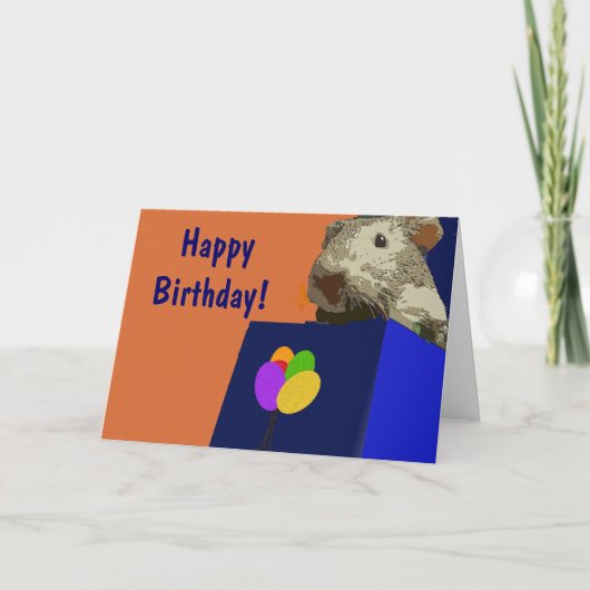 Carte Joyeux Anniversaire Cochon d'Inde (Devant)