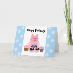 Carte Joyeux Anniversaire Cochon Mignon