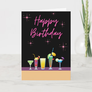 Carte Joyeux anniversaire - Cocktails